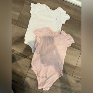 Ralph Lauren 6 months White and Pink Bodysuits Soft Cotton One Pieces
